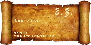 Baur Zina névjegykártya